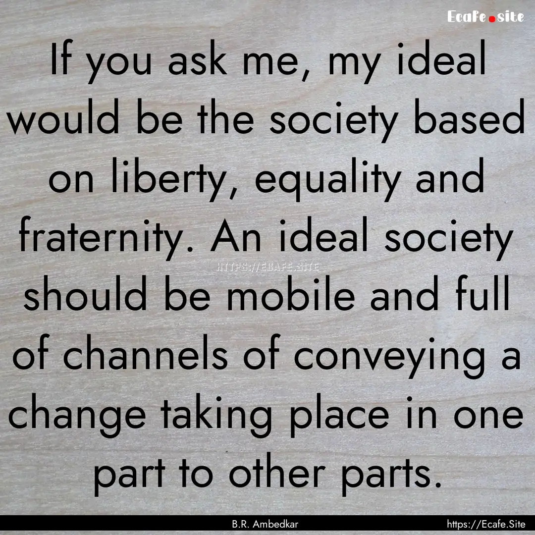 If you ask me, my ideal would be the society.... : Quote by B.R. Ambedkar