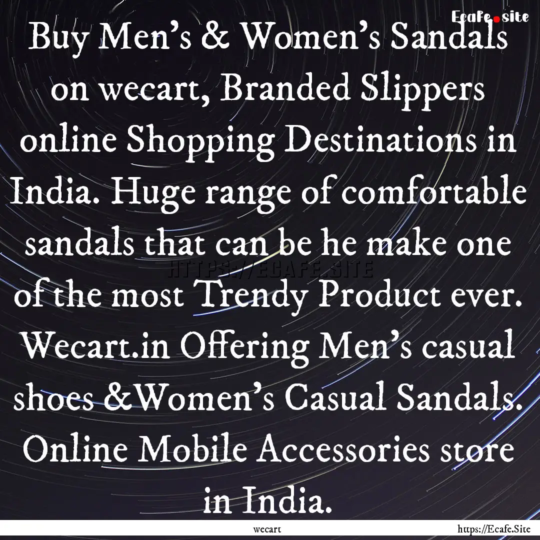 Buy Men’s & Women’s Sandals on wecart,.... : Quote by wecart