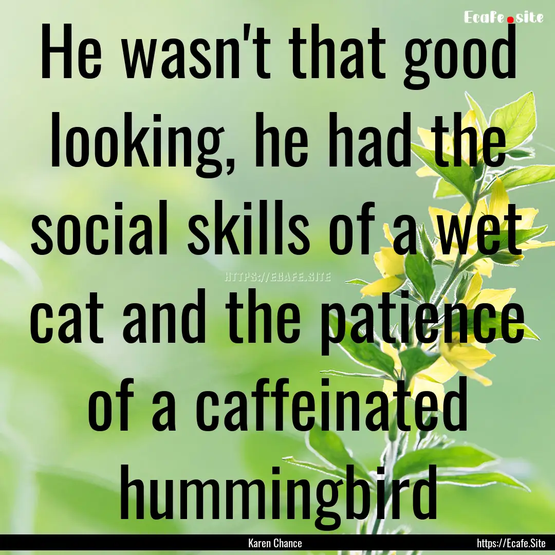 He wasn't that good looking, he had the social.... : Quote by Karen Chance