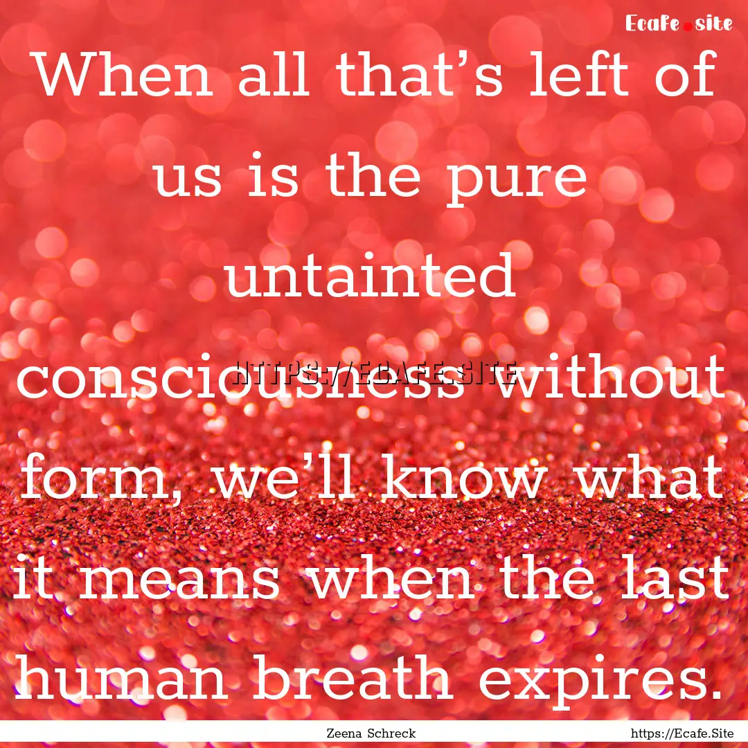 When all that’s left of us is the pure.... : Quote by Zeena Schreck