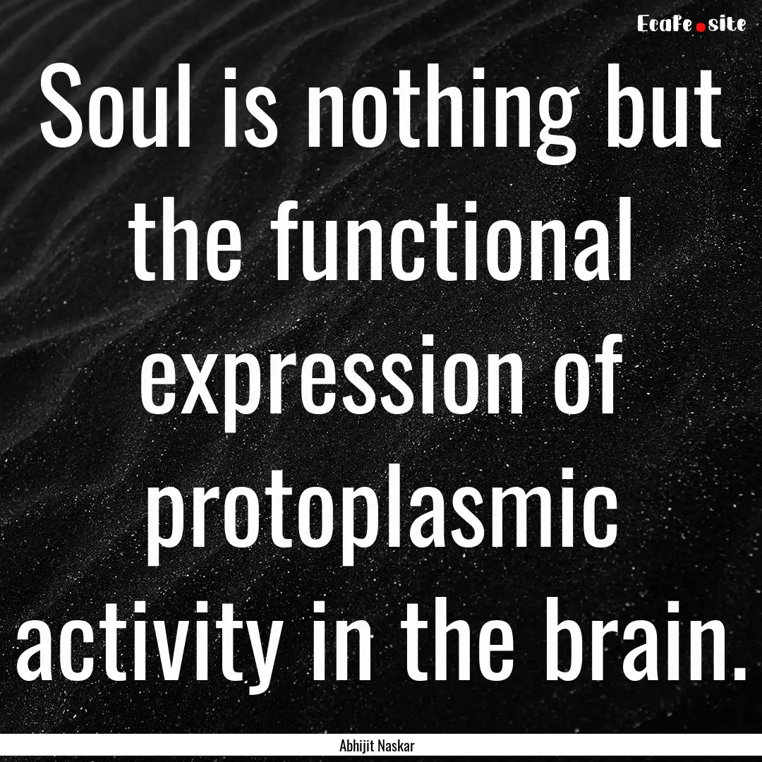 Soul is nothing but the functional expression.... : Quote by Abhijit Naskar