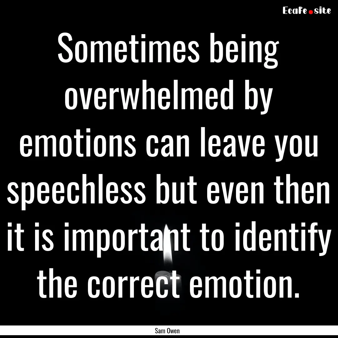 Sometimes being overwhelmed by emotions can.... : Quote by Sam Owen