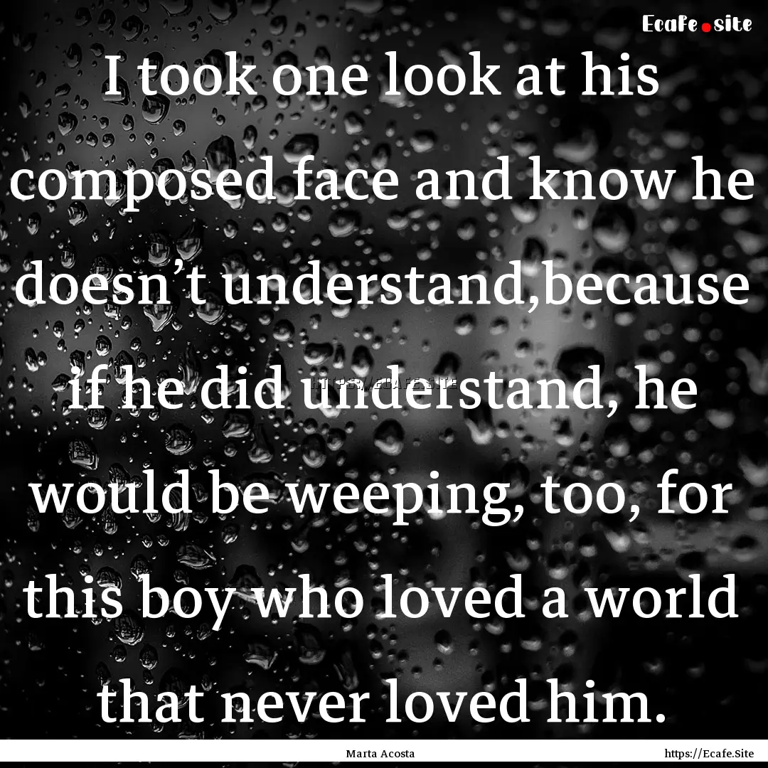 I took one look at his composed face and.... : Quote by Marta Acosta