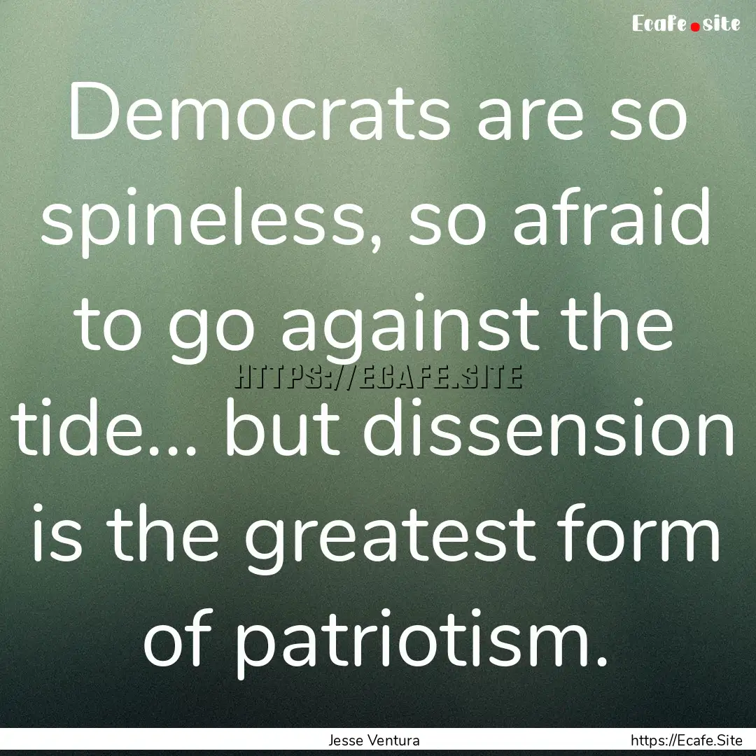 Democrats are so spineless, so afraid to.... : Quote by Jesse Ventura