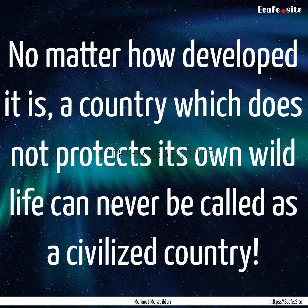 No matter how developed it is, a country.... : Quote by Mehmet Murat ildan