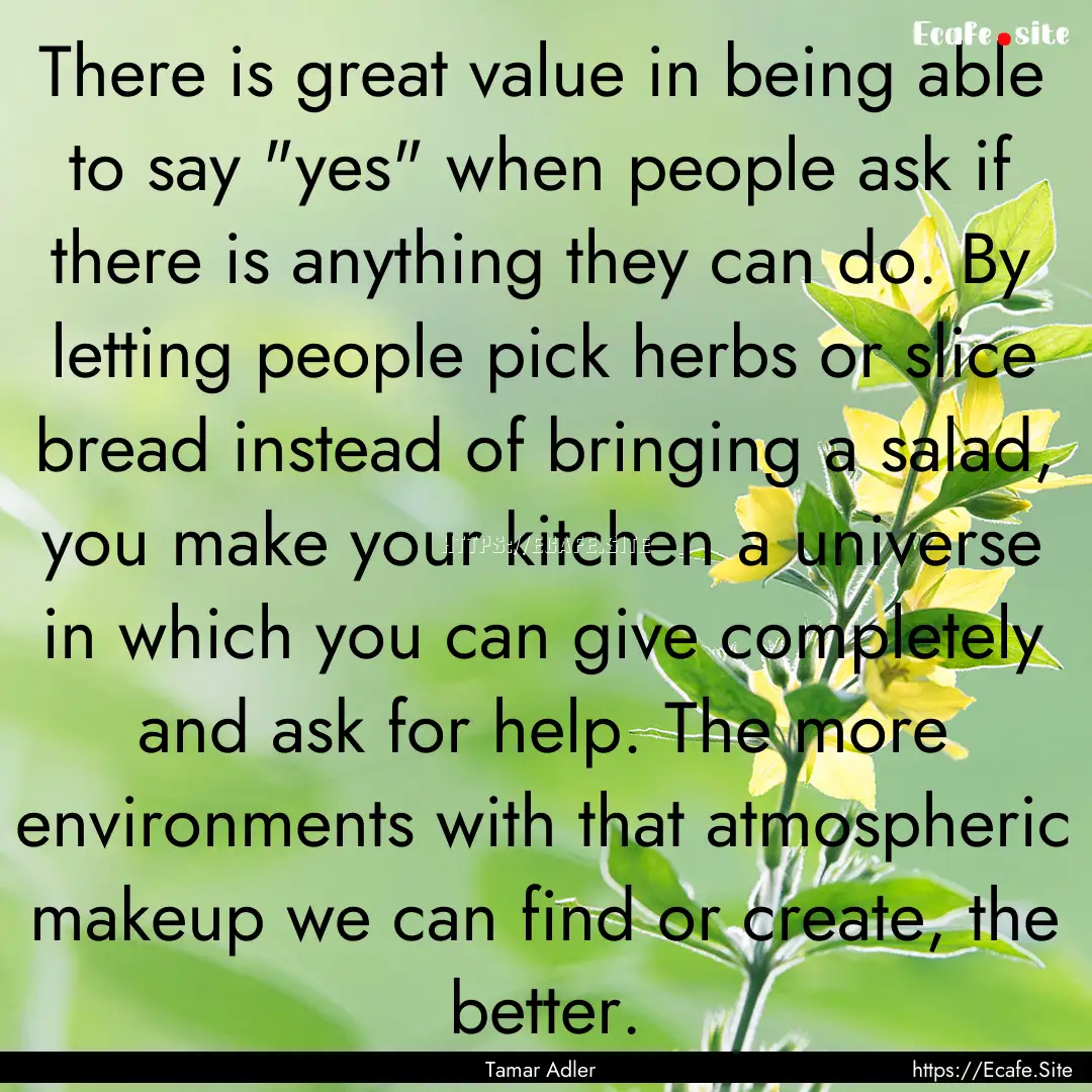 There is great value in being able to say.... : Quote by Tamar Adler