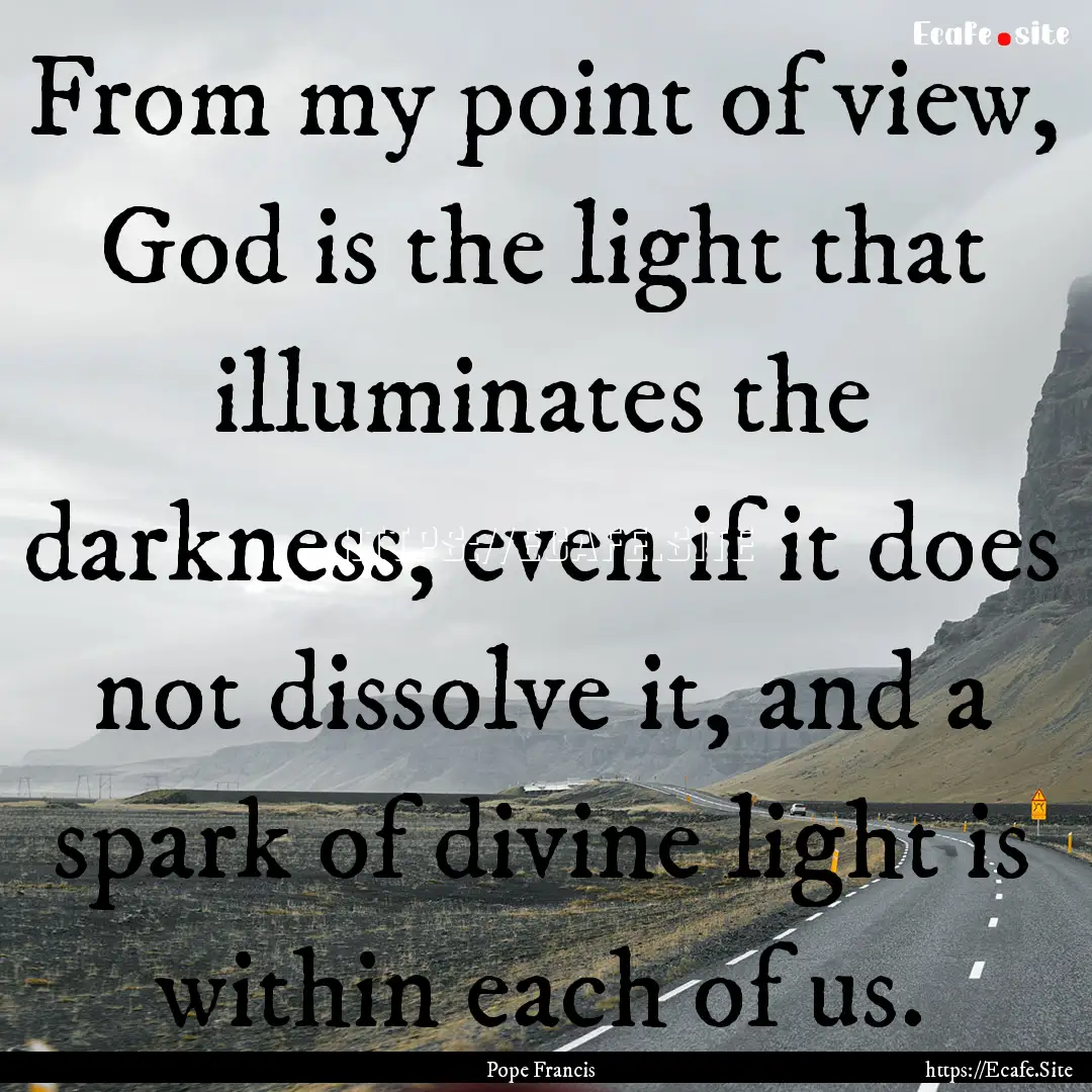 From my point of view, God is the light that.... : Quote by Pope Francis