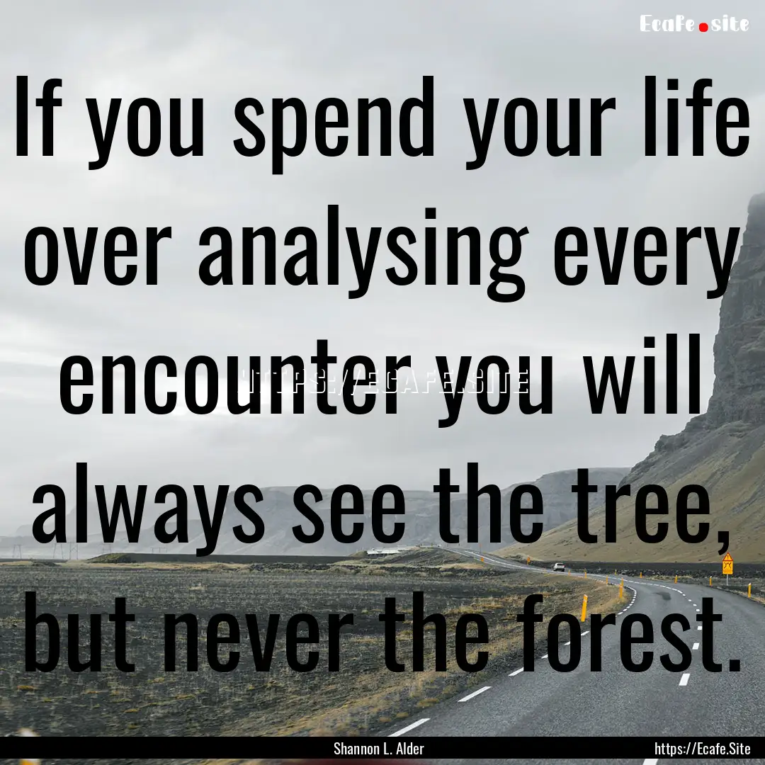 If you spend your life over analysing every.... : Quote by Shannon L. Alder