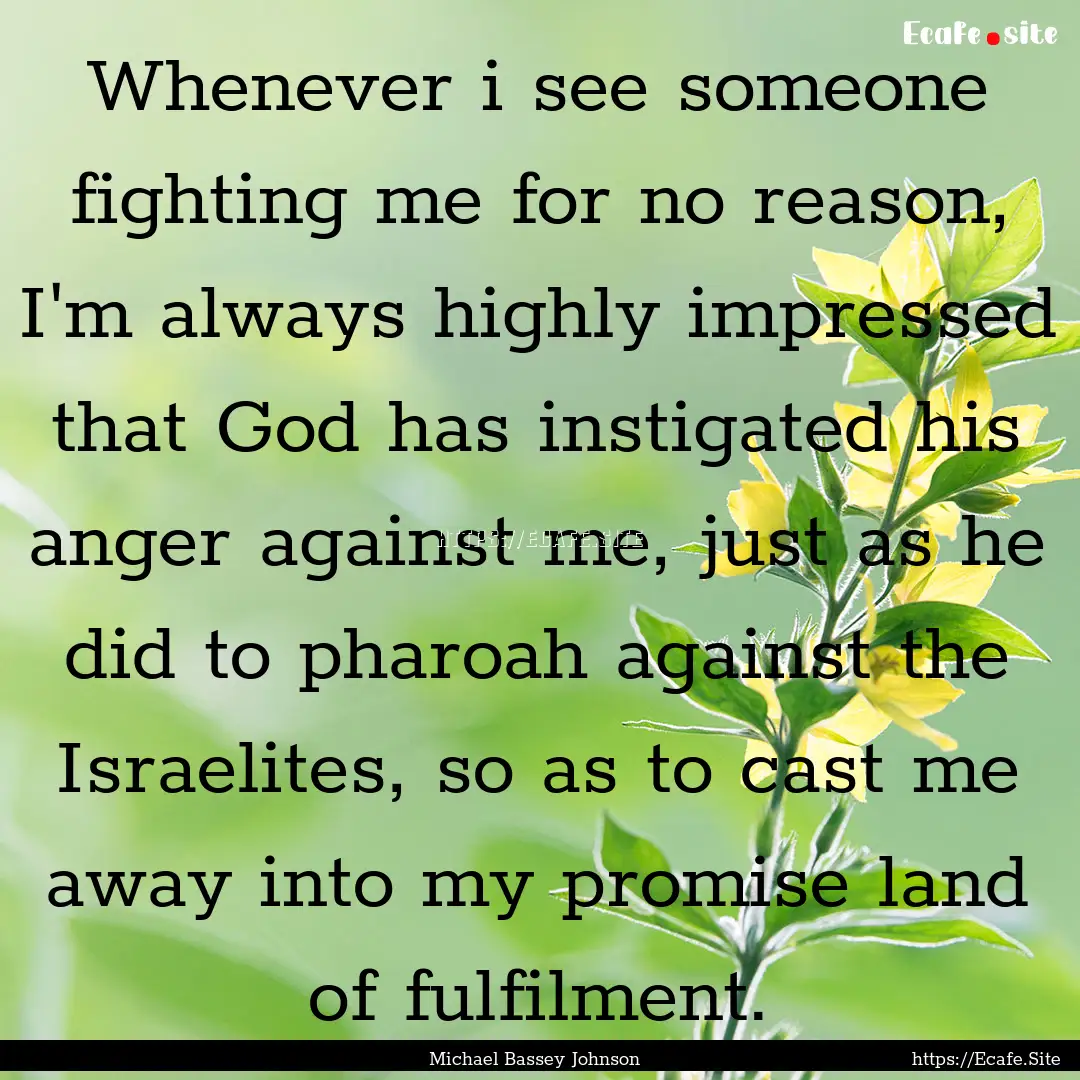 Whenever i see someone fighting me for no.... : Quote by Michael Bassey Johnson