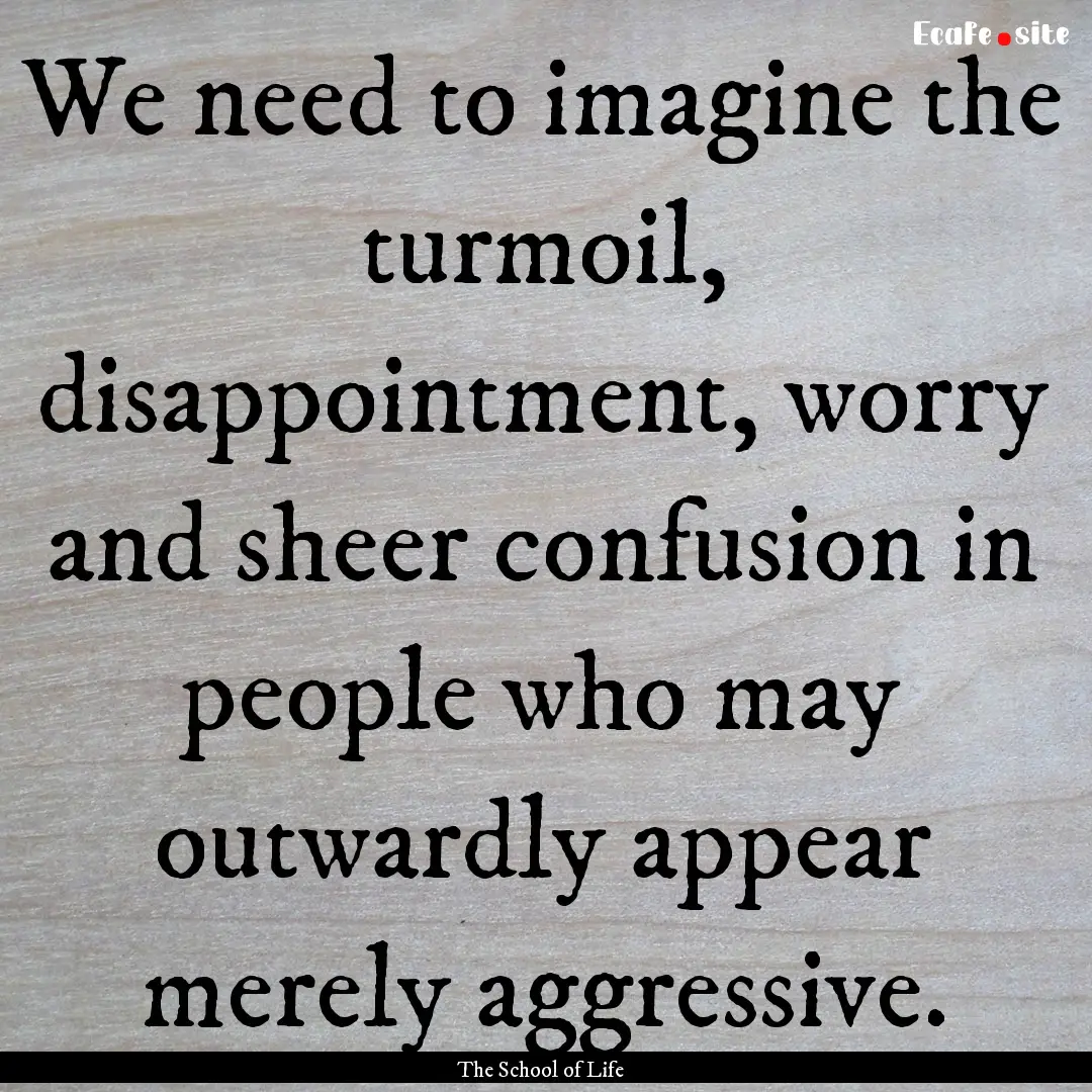 We need to imagine the turmoil, disappointment,.... : Quote by The School of Life