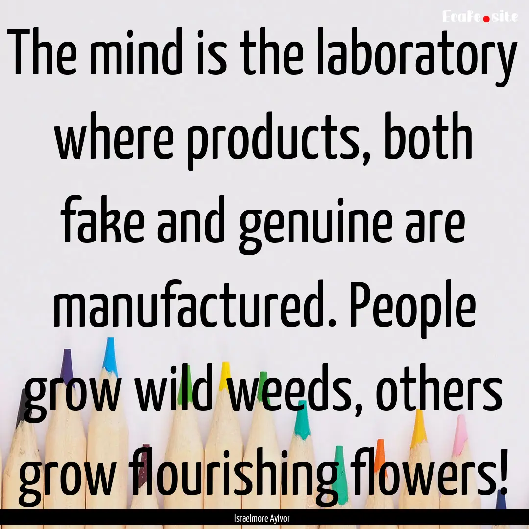 The mind is the laboratory where products,.... : Quote by Israelmore Ayivor