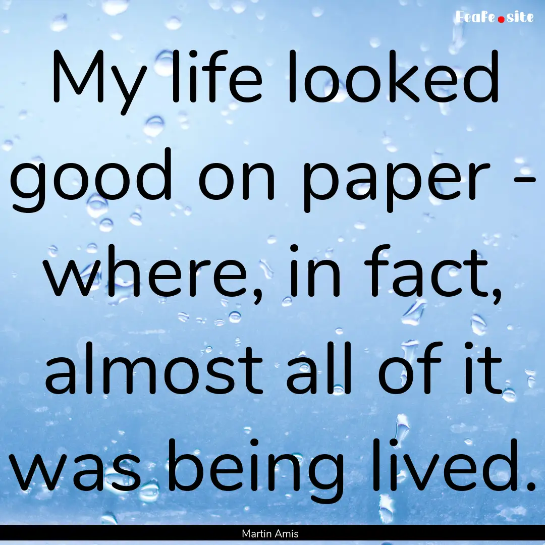 My life looked good on paper - where, in.... : Quote by Martin Amis