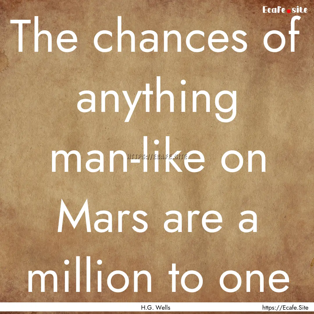 The chances of anything man-like on Mars.... : Quote by H.G. Wells