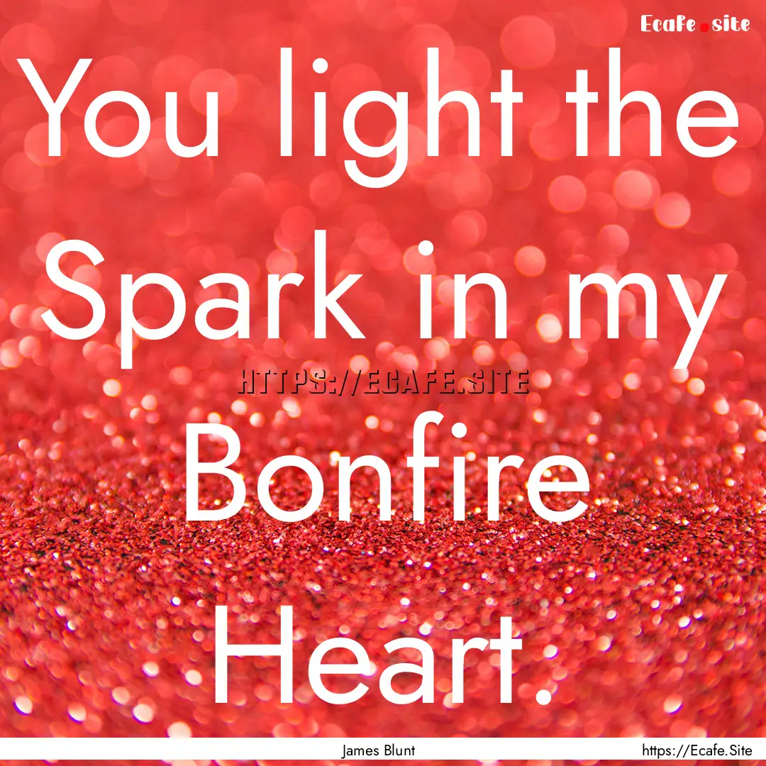 You light the Spark in my Bonfire Heart. : Quote by James Blunt