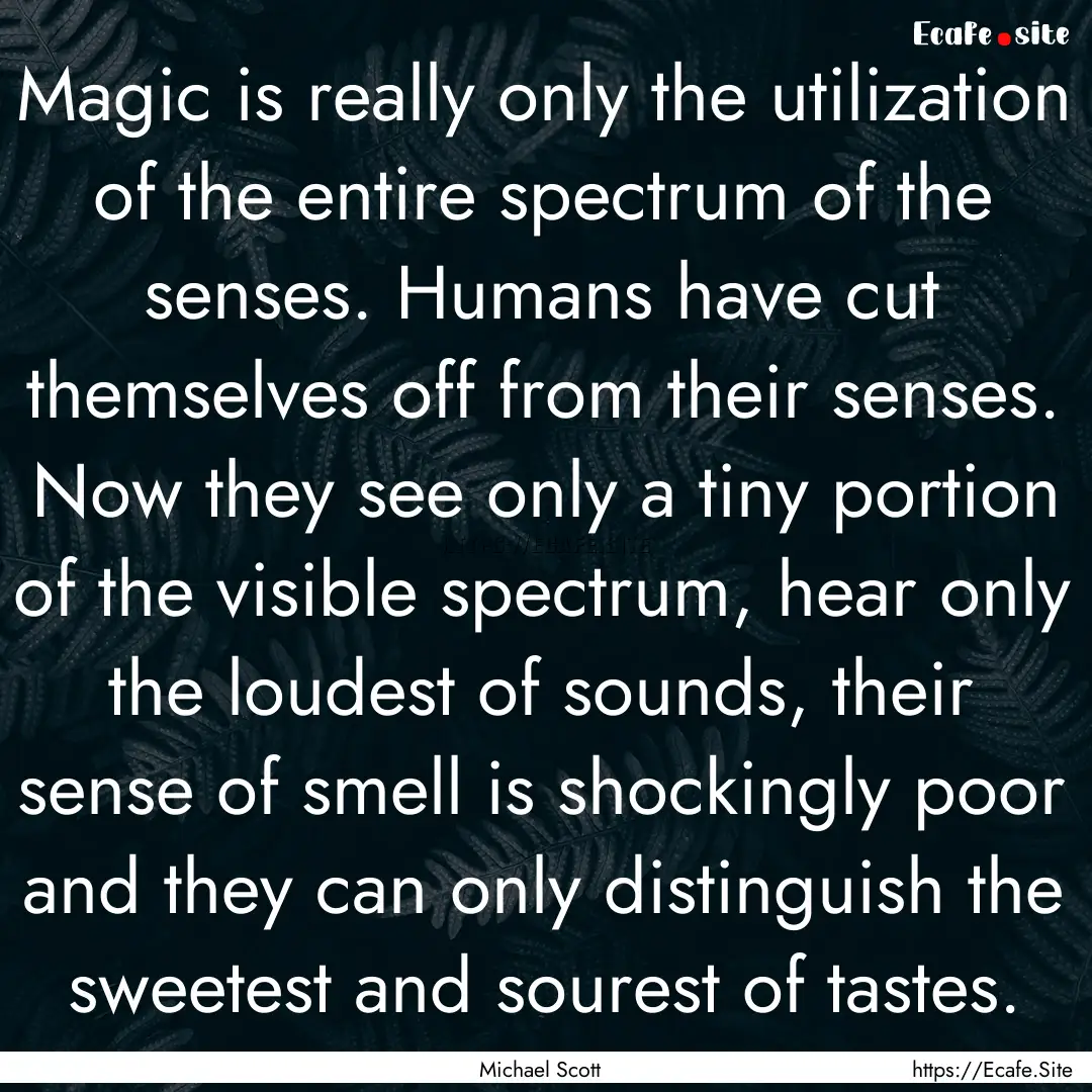 Magic is really only the utilization of the.... : Quote by Michael Scott