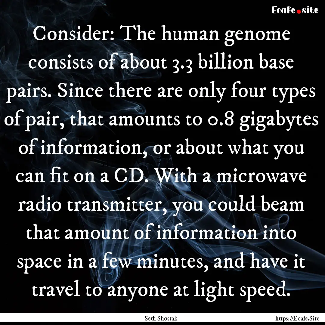 Consider: The human genome consists of about.... : Quote by Seth Shostak