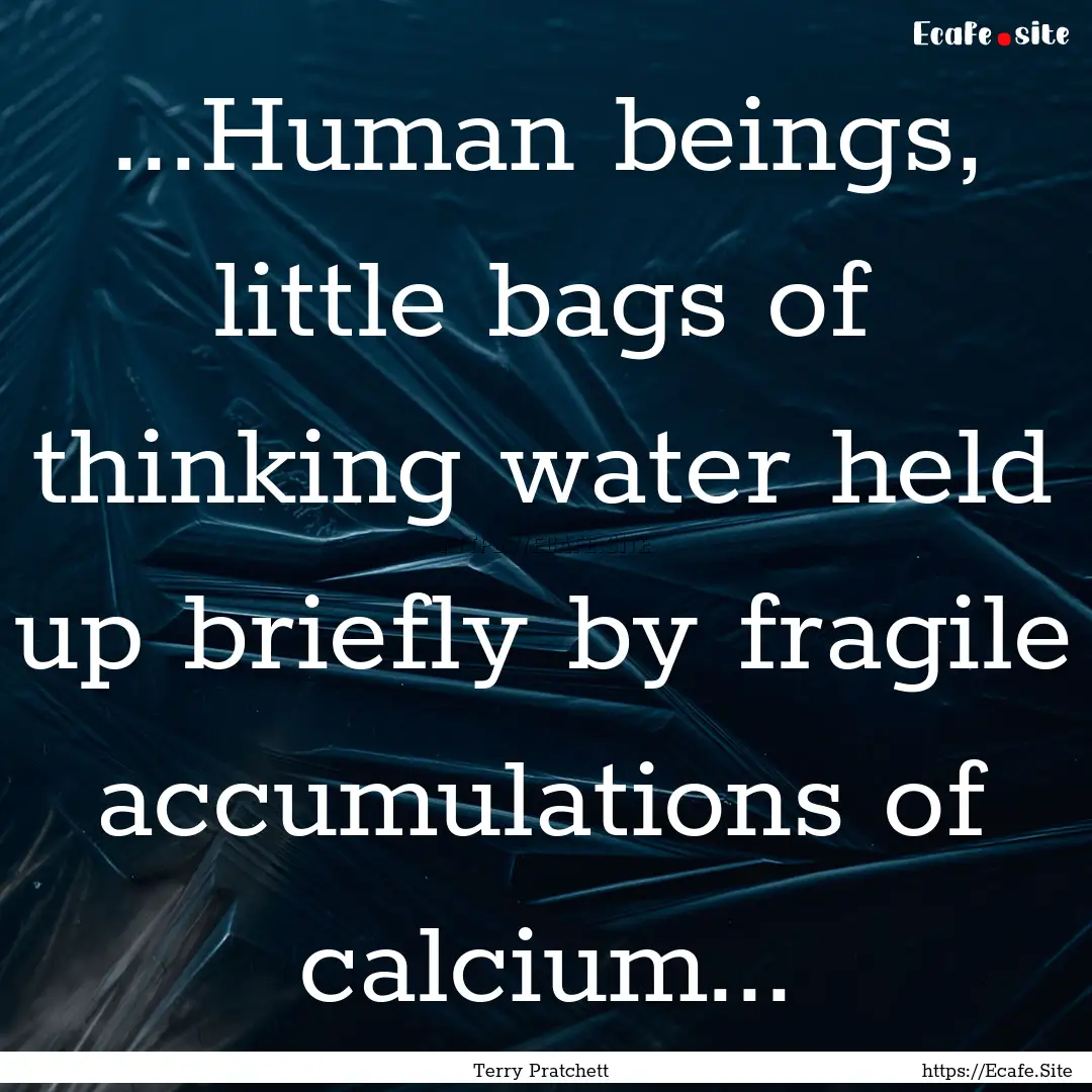 ...Human beings, little bags of thinking.... : Quote by Terry Pratchett