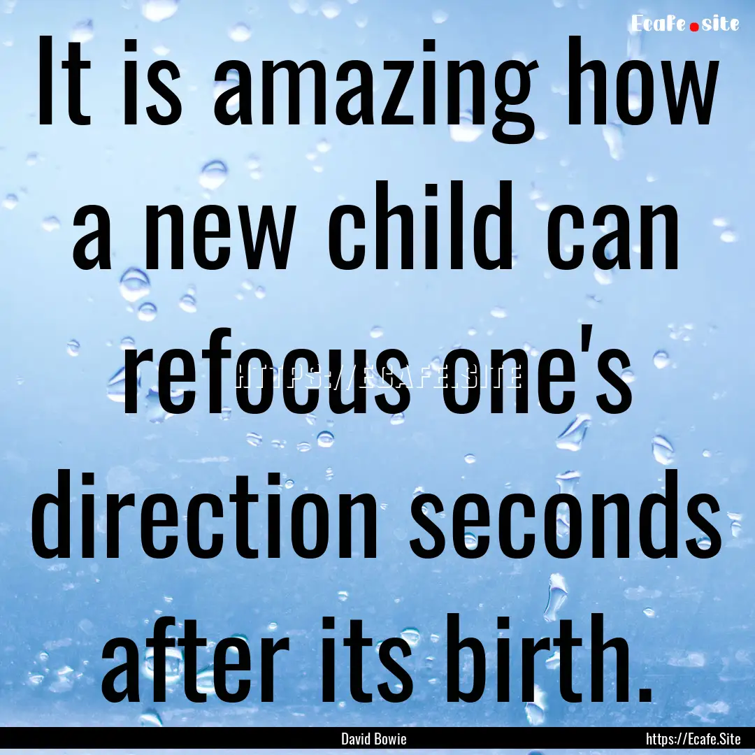 It is amazing how a new child can refocus.... : Quote by David Bowie