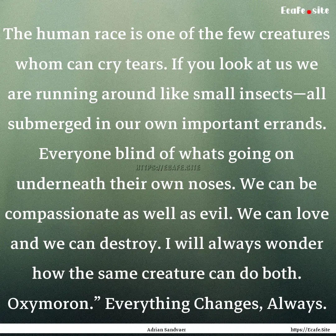 The human race is one of the few creatures.... : Quote by Adrian Sandvaer