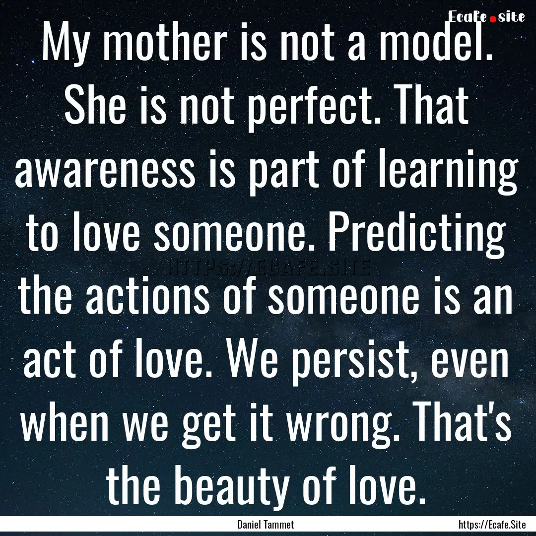 My mother is not a model. She is not perfect..... : Quote by Daniel Tammet