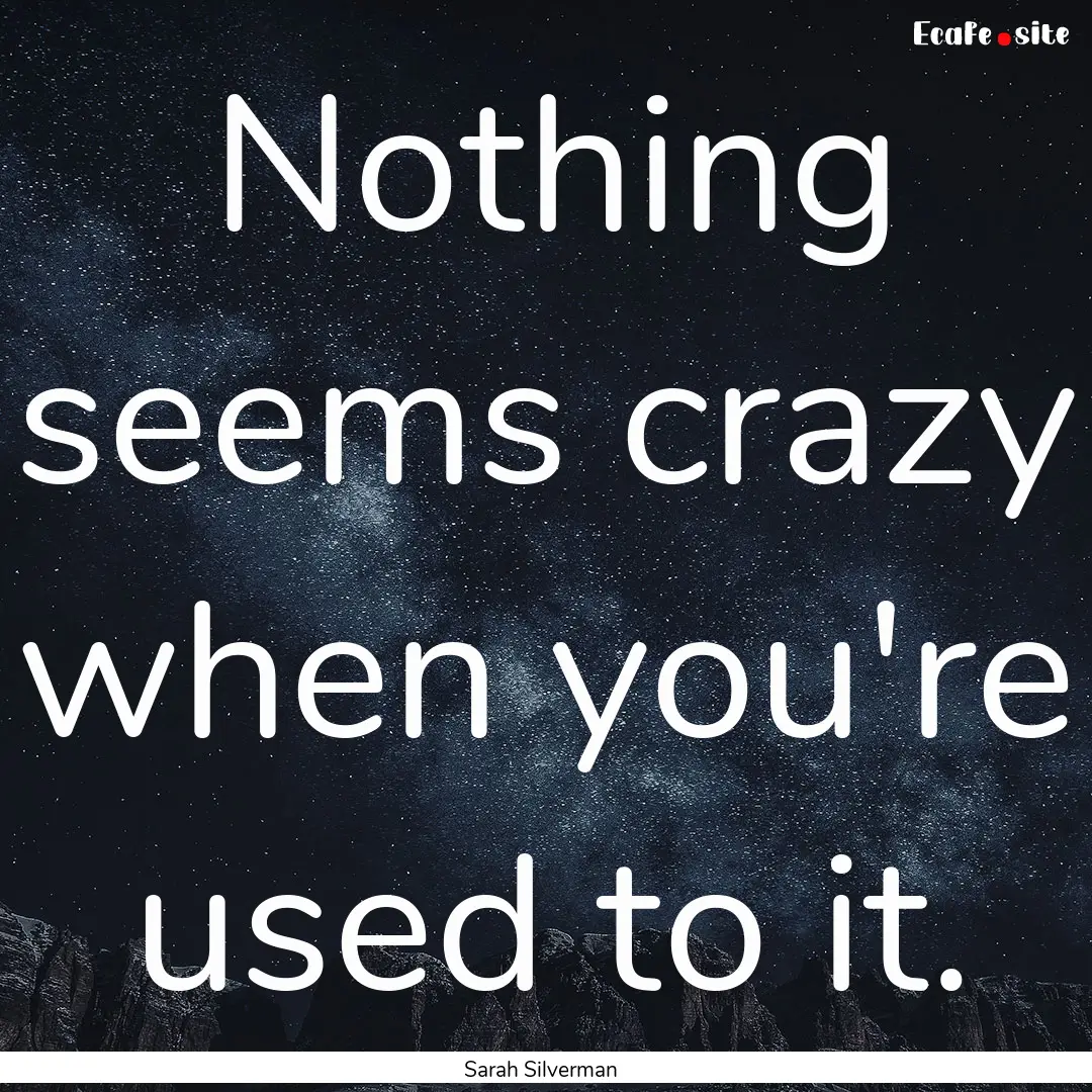 Nothing seems crazy when you're used to it..... : Quote by Sarah Silverman