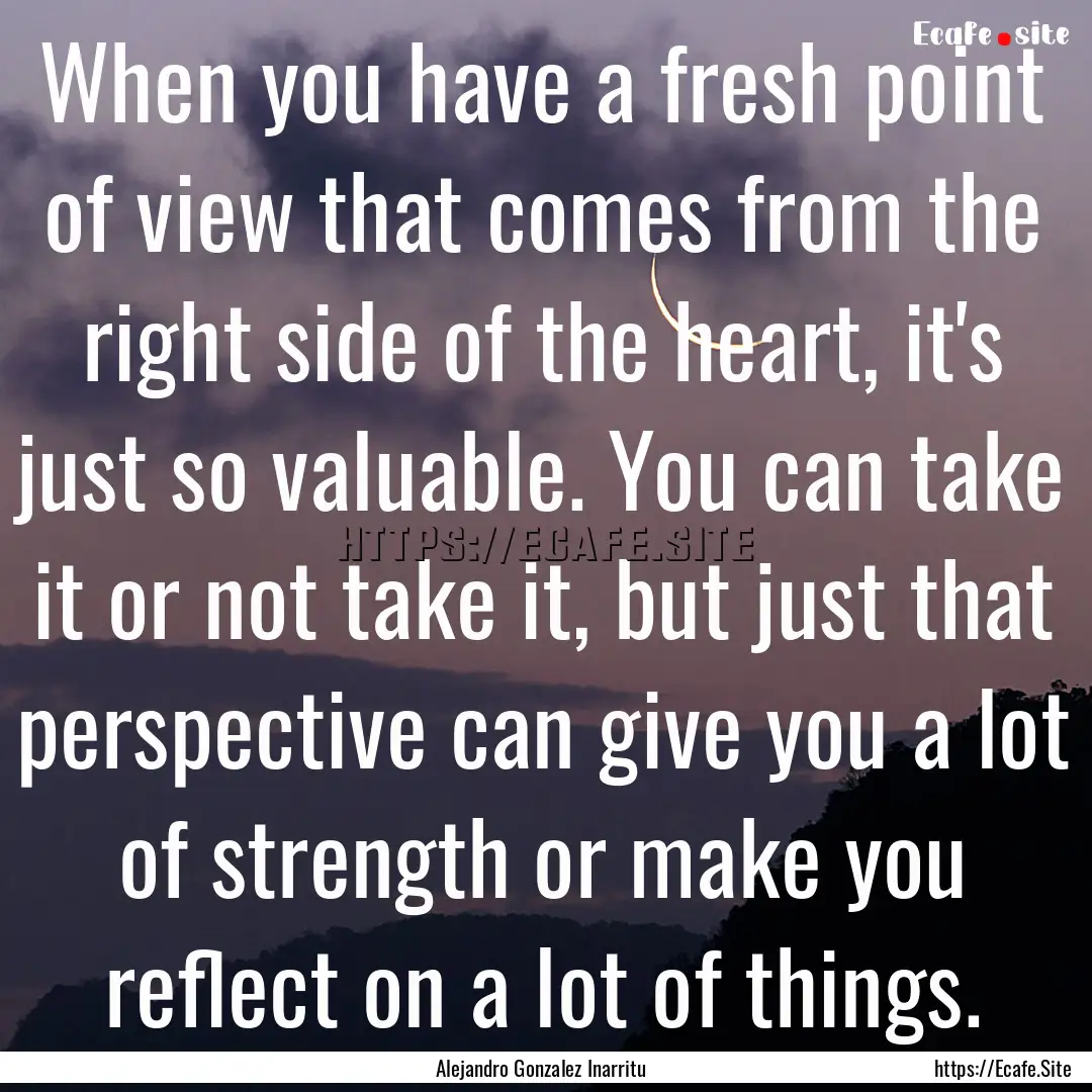 When you have a fresh point of view that.... : Quote by Alejandro Gonzalez Inarritu