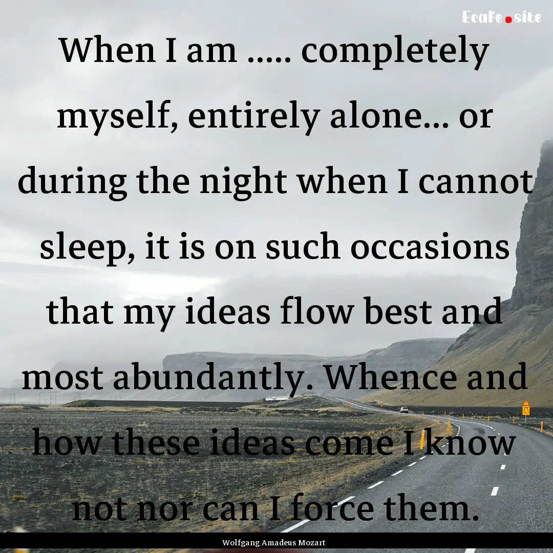 When I am ..... completely myself, entirely.... : Quote by Wolfgang Amadeus Mozart