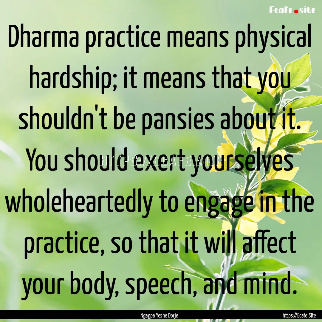 Dharma practice means physical hardship;.... : Quote by Ngagpa Yeshe Dorje