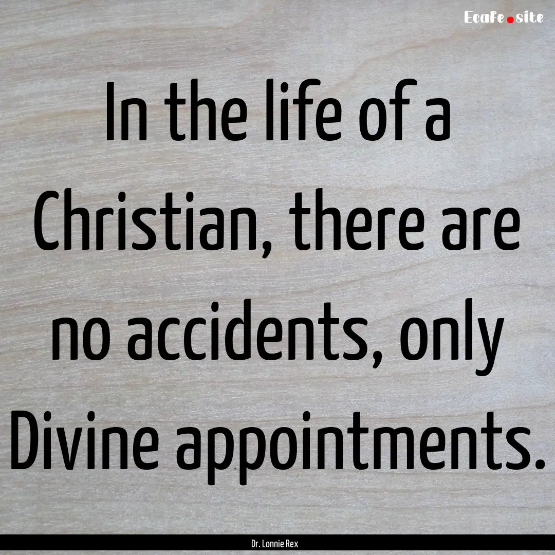 In the life of a Christian, there are no.... : Quote by Dr. Lonnie Rex