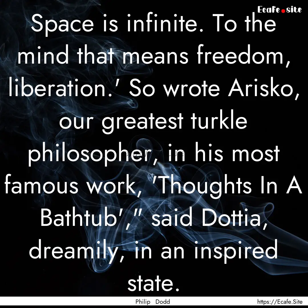 Space is infinite. To the mind that means.... : Quote by Philip Dodd