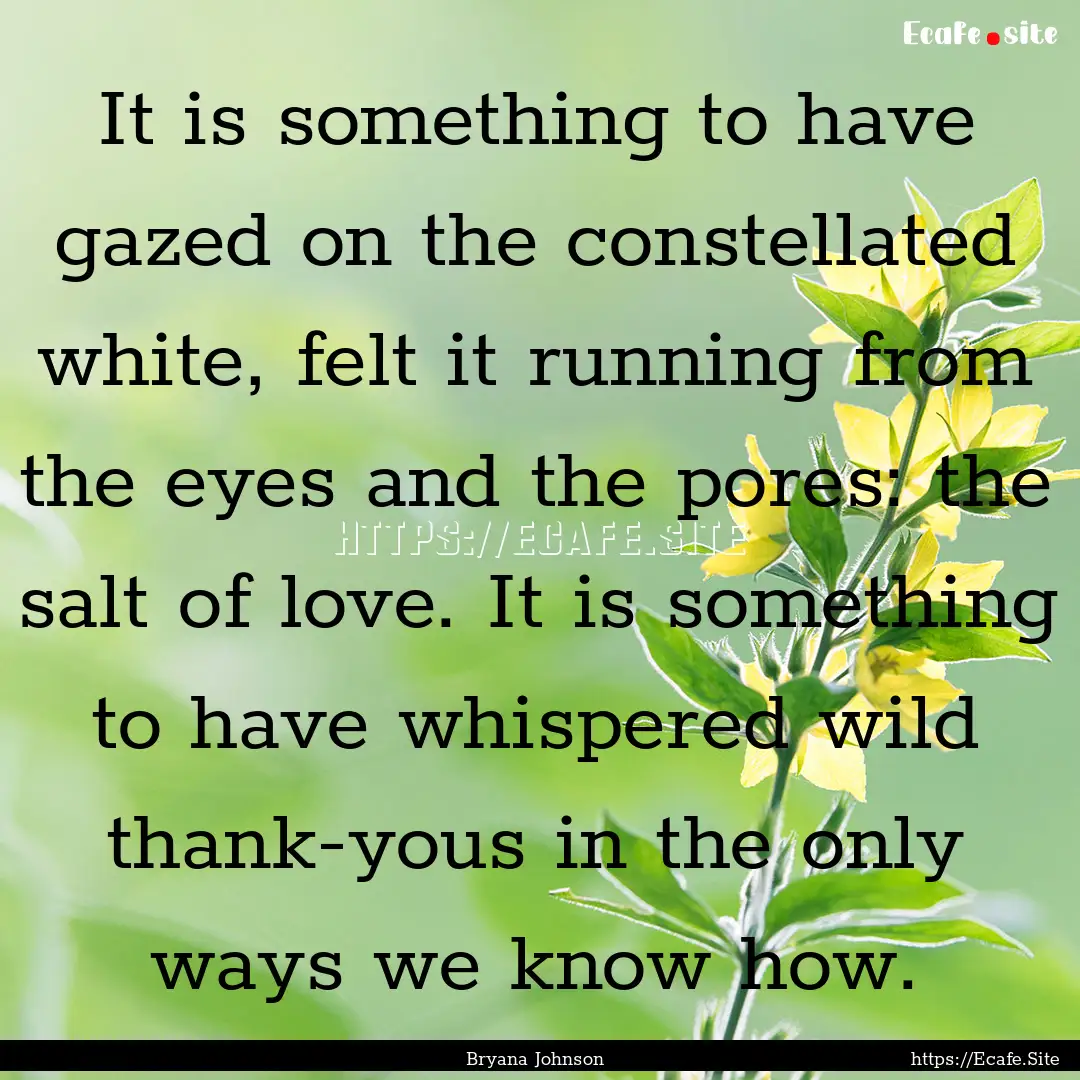 It is something to have gazed on the constellated.... : Quote by Bryana Johnson