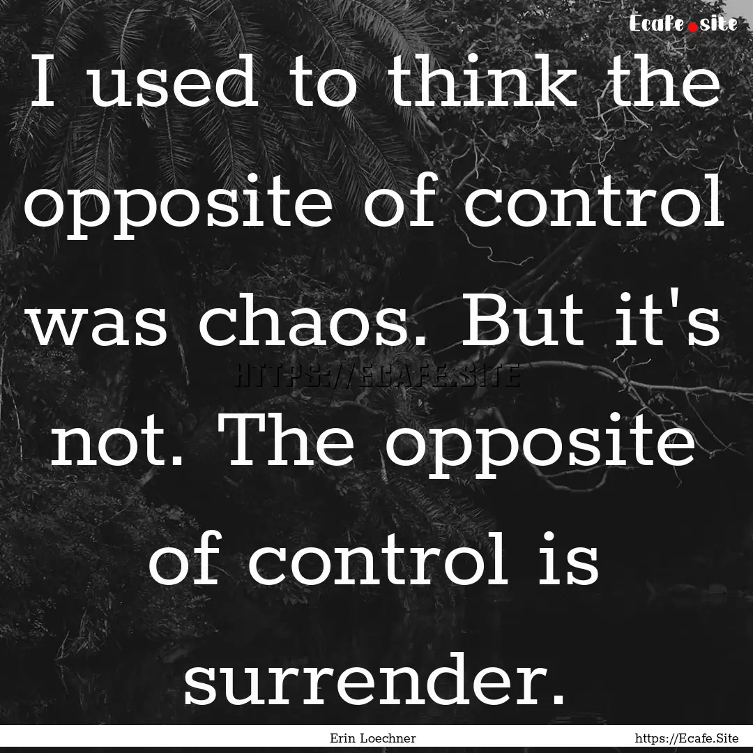 I used to think the opposite of control was.... : Quote by Erin Loechner