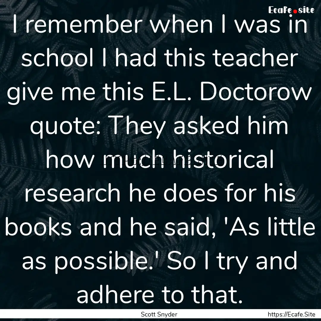 I remember when I was in school I had this.... : Quote by Scott Snyder