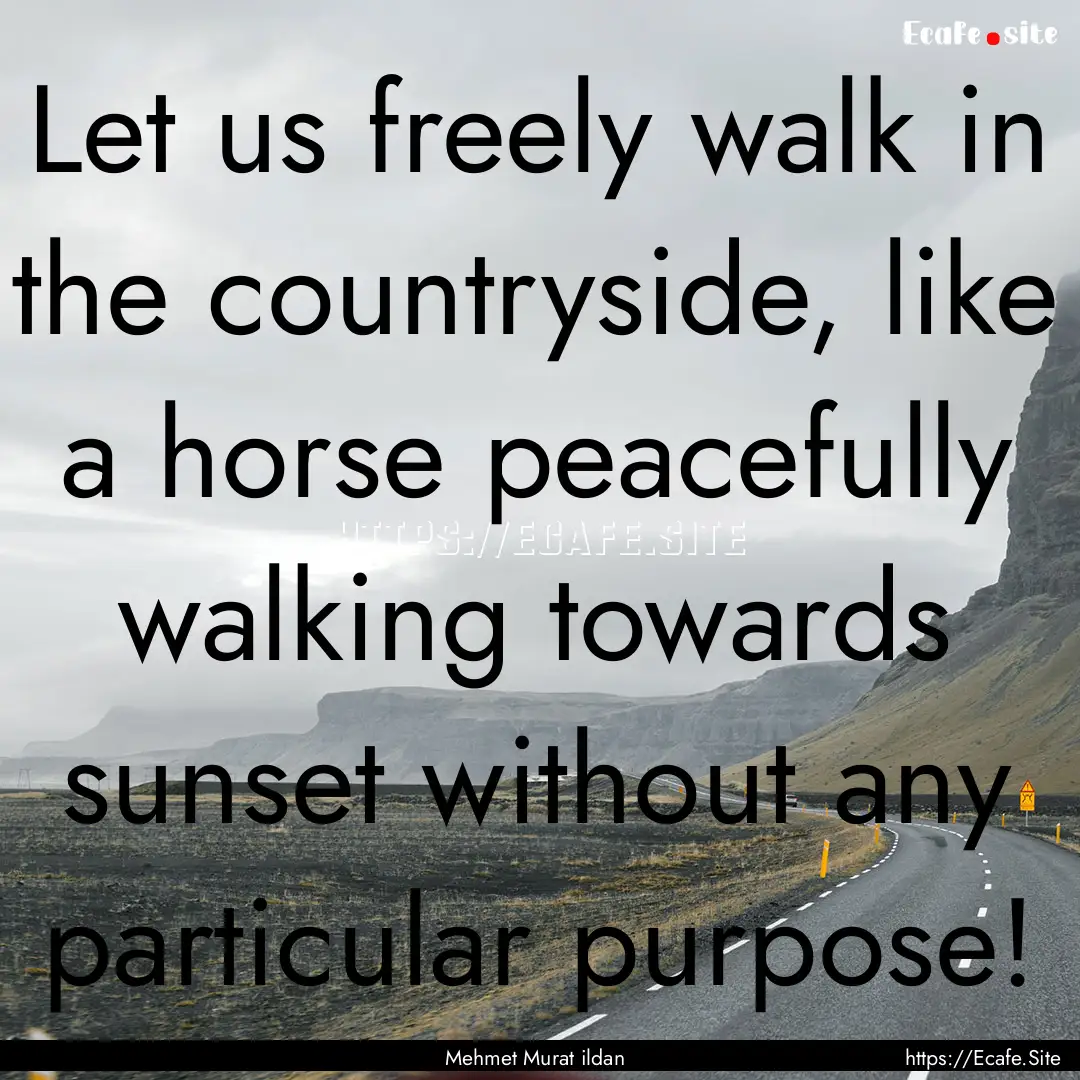 Let us freely walk in the countryside, like.... : Quote by Mehmet Murat ildan