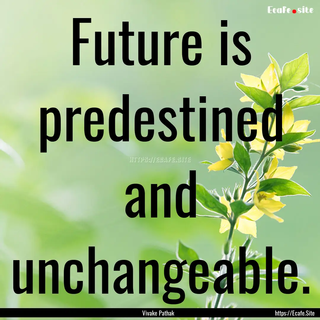 Future is predestined and unchangeable. : Quote by Vivake Pathak