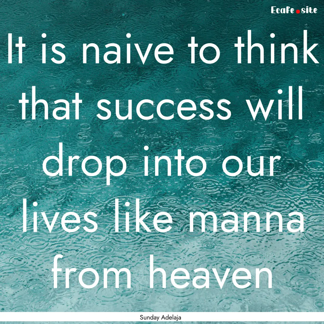 It is naive to think that success will drop.... : Quote by Sunday Adelaja