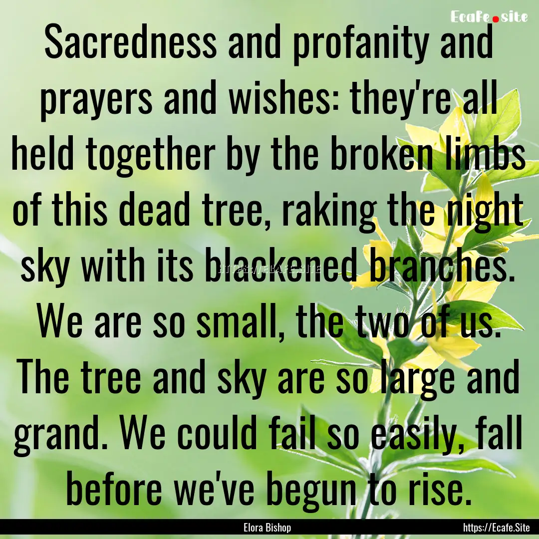 Sacredness and profanity and prayers and.... : Quote by Elora Bishop