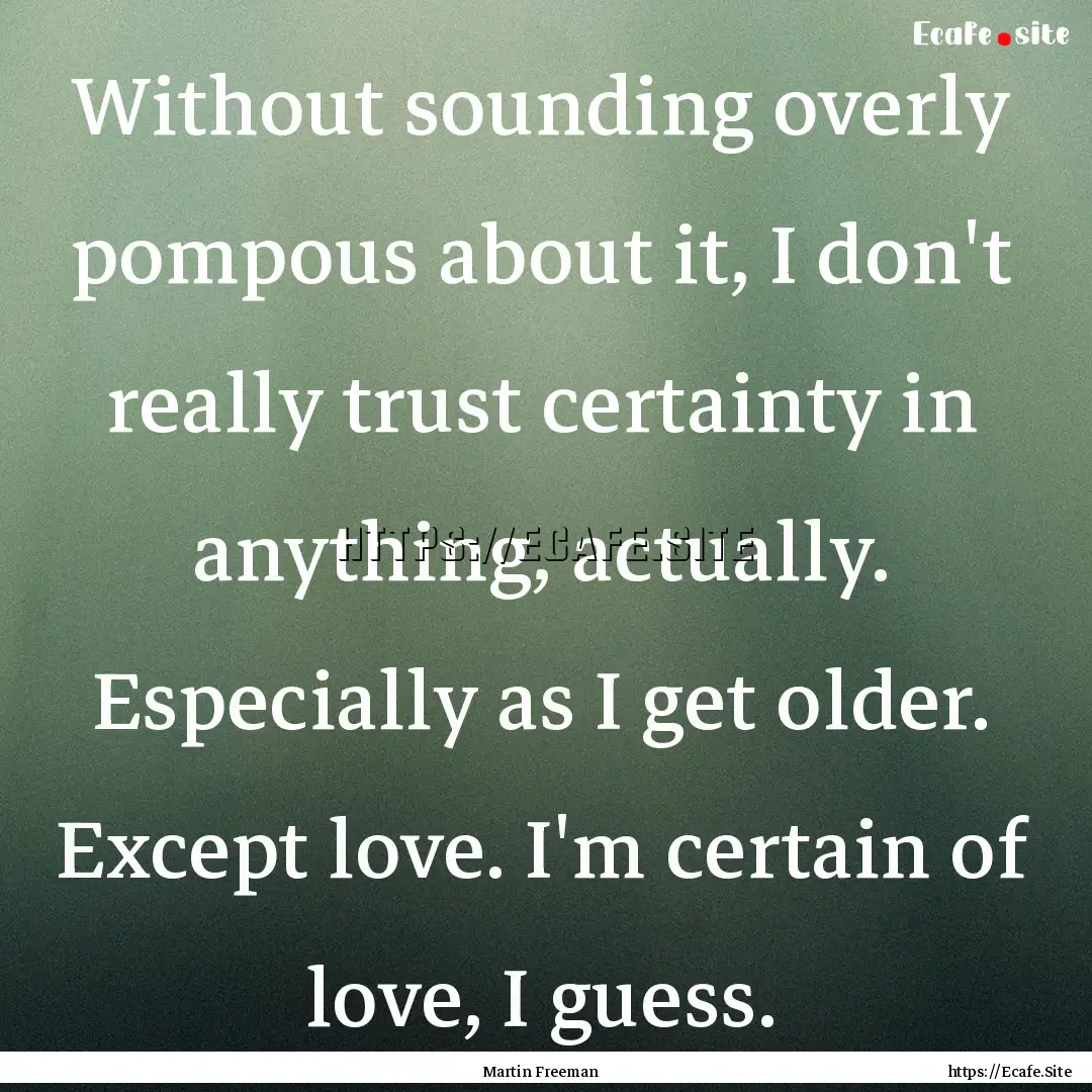 Without sounding overly pompous about it,.... : Quote by Martin Freeman