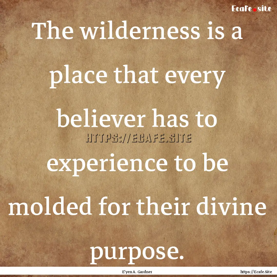 The wilderness is a place that every believer.... : Quote by E'yen A. Gardner