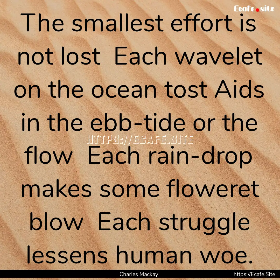 The smallest effort is not lost Each wavelet.... : Quote by Charles Mackay