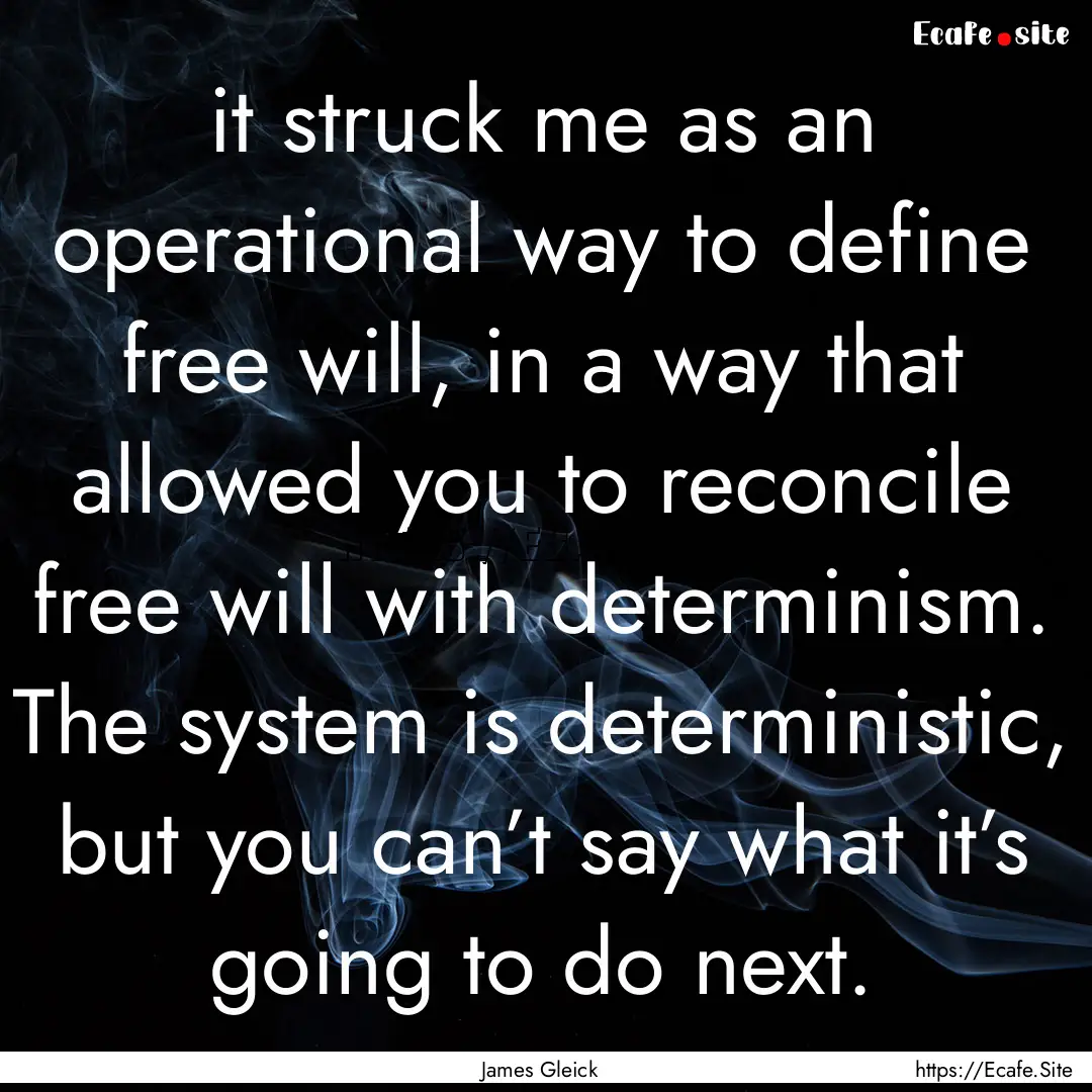 it struck me as an operational way to define.... : Quote by James Gleick