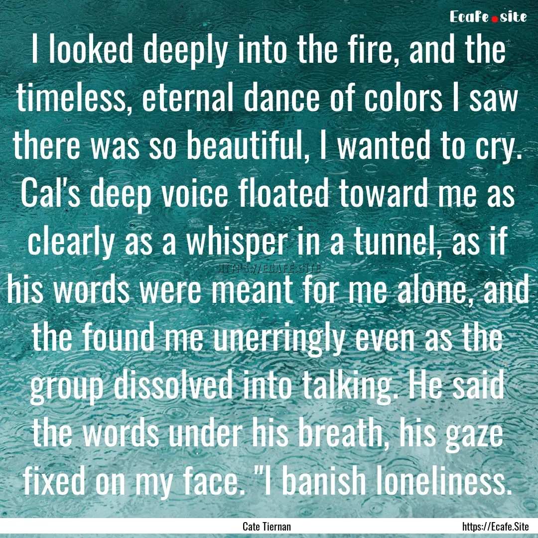 I looked deeply into the fire, and the timeless,.... : Quote by Cate Tiernan