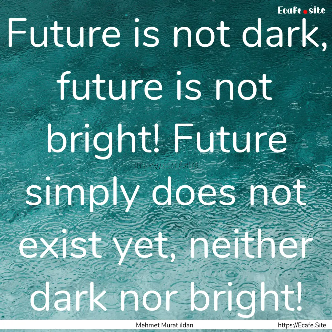 Future is not dark, future is not bright!.... : Quote by Mehmet Murat ildan