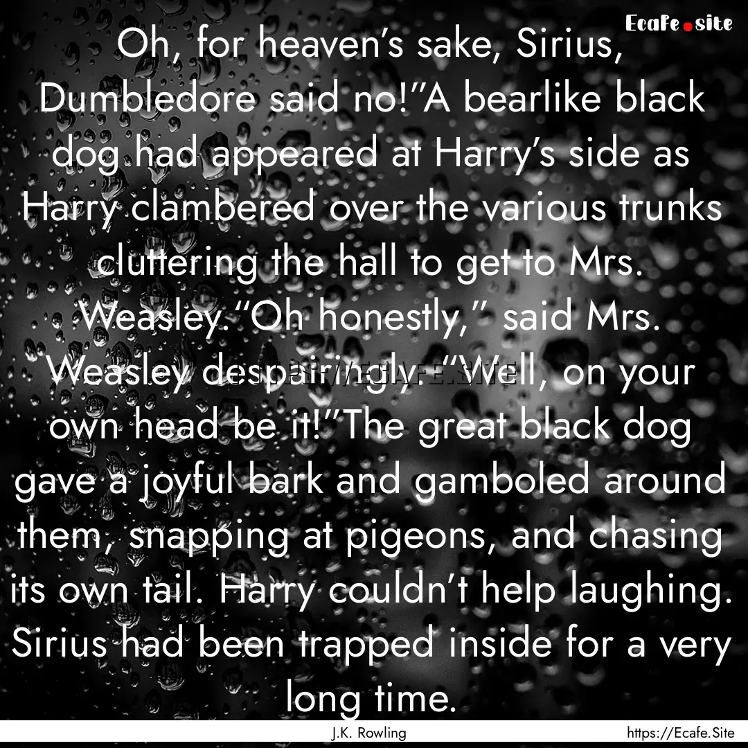 Oh, for heaven’s sake, Sirius, Dumbledore.... : Quote by J.K. Rowling