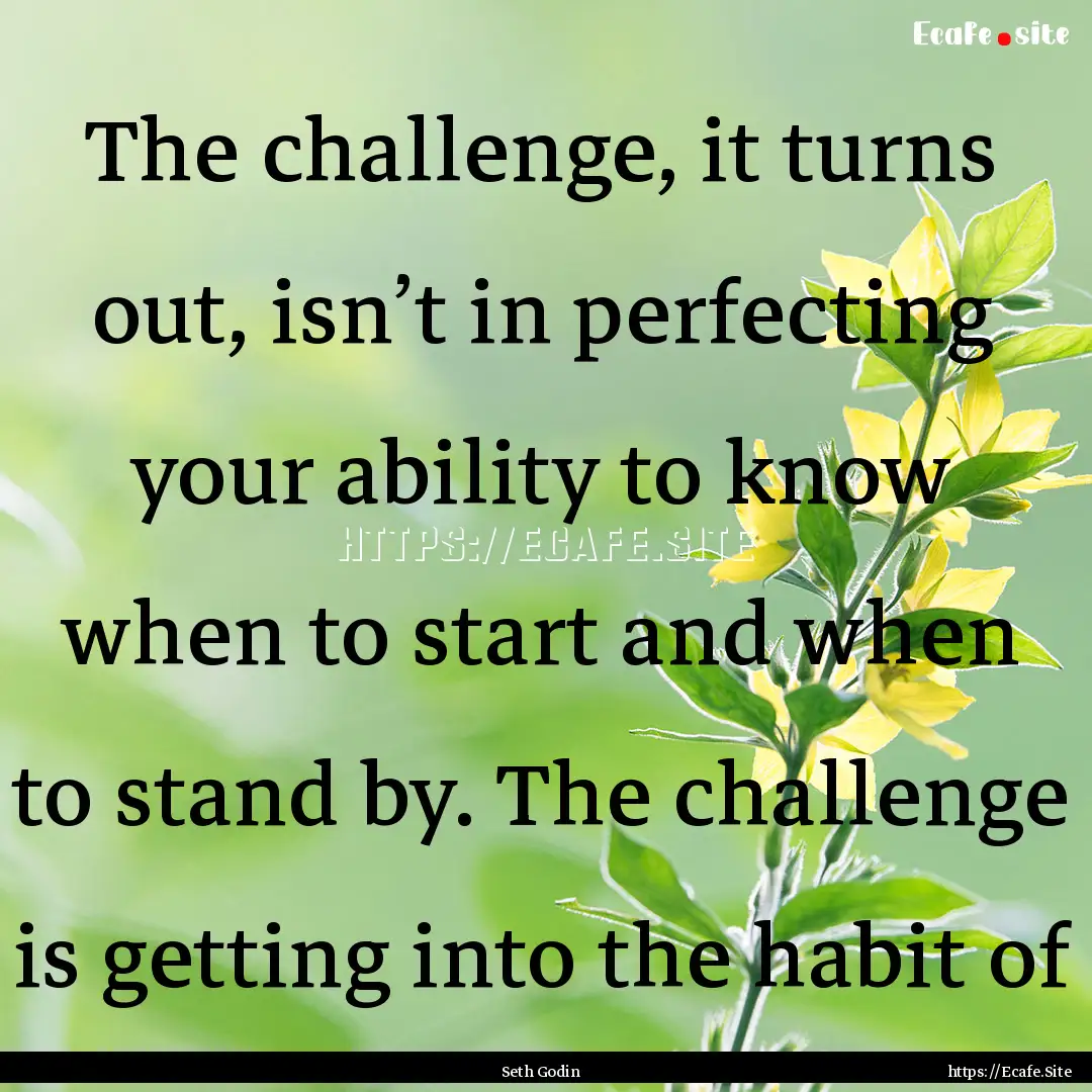 The challenge, it turns out, isn’t in perfecting.... : Quote by Seth Godin