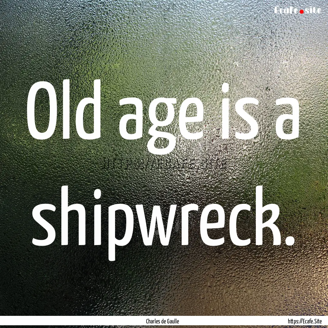 Old age is a shipwreck. : Quote by Charles de Gaulle