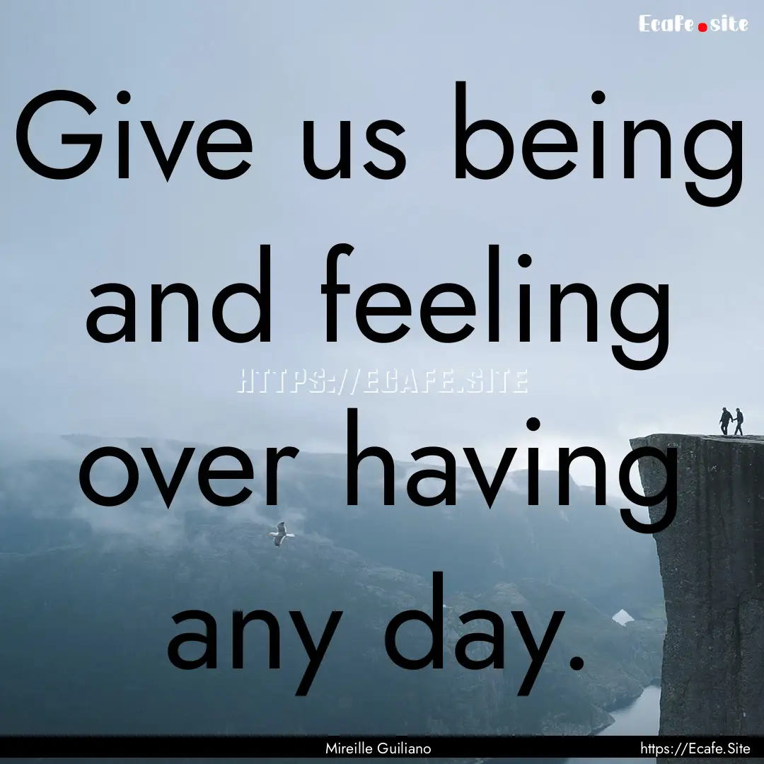 Give us being and feeling over having any.... : Quote by Mireille Guiliano