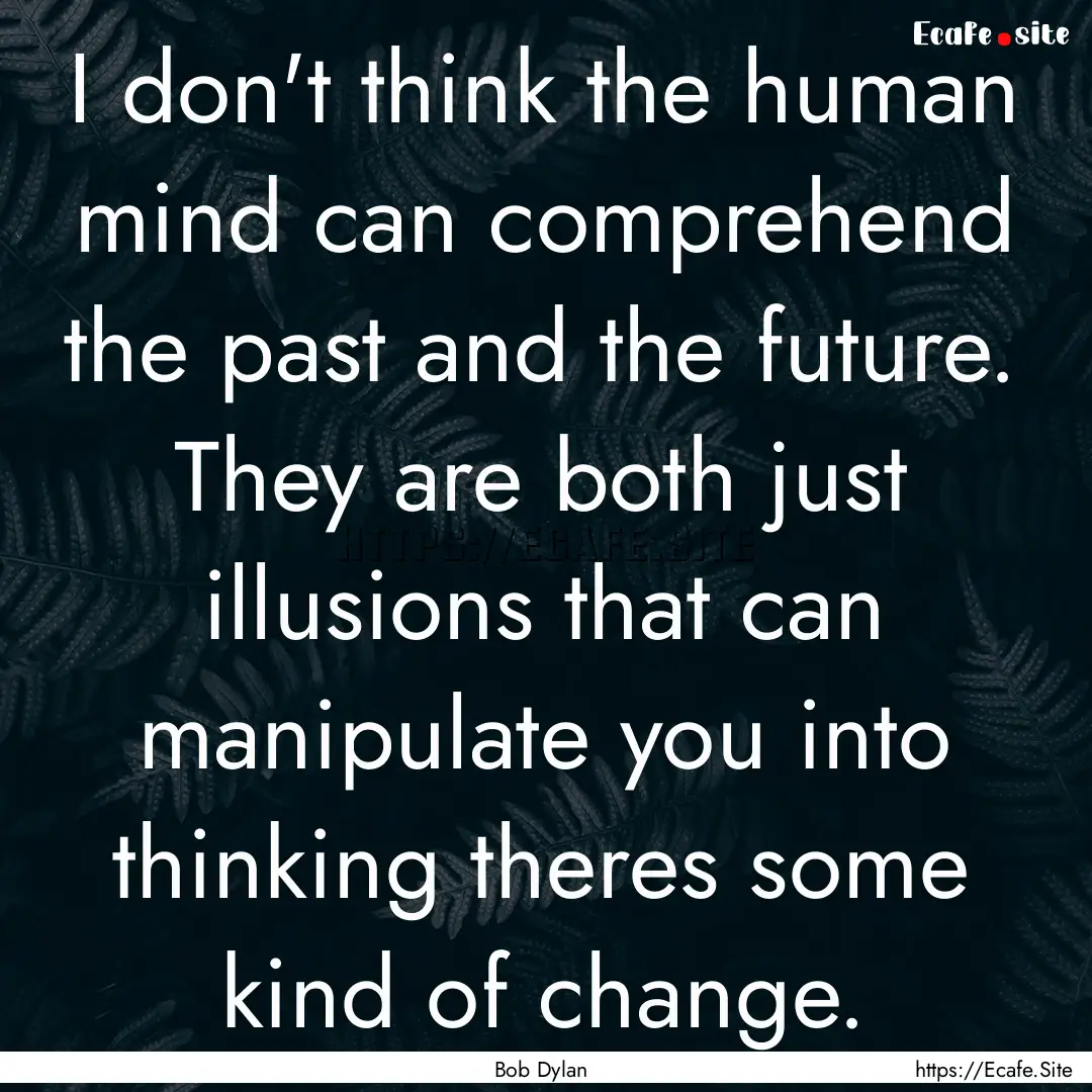 I don't think the human mind can comprehend.... : Quote by Bob Dylan