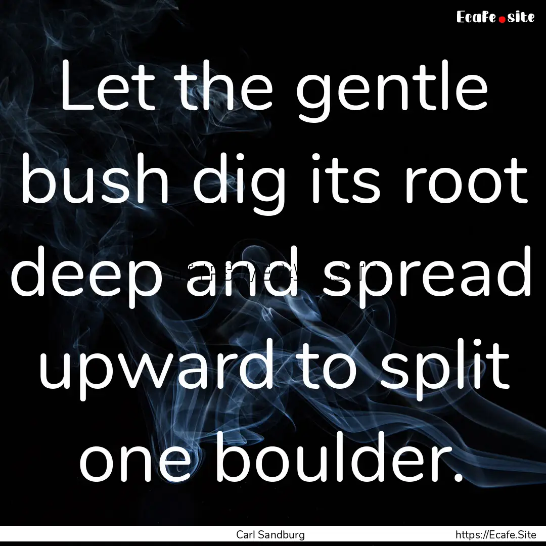 Let the gentle bush dig its root deep and.... : Quote by Carl Sandburg