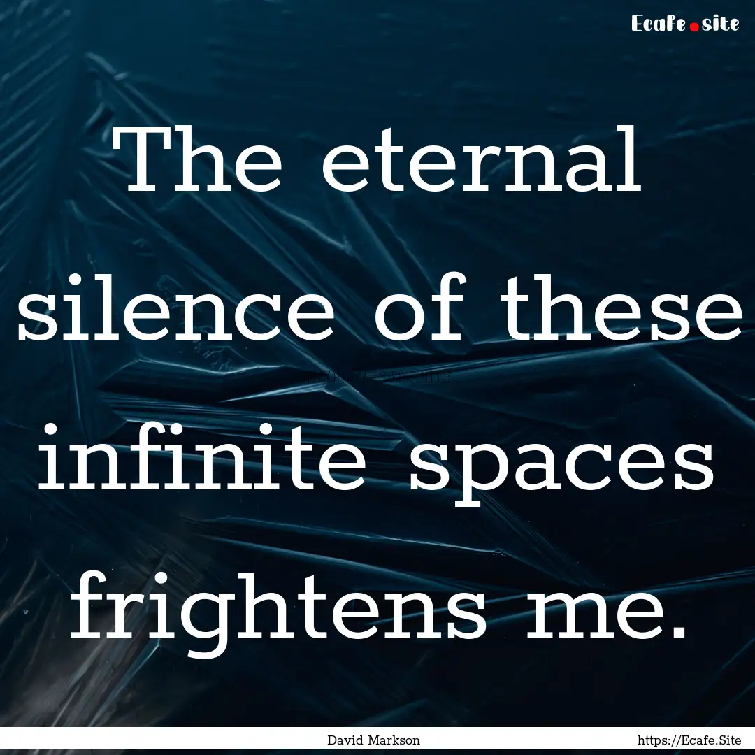 The eternal silence of these infinite spaces.... : Quote by David Markson